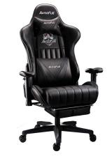 urcdkey.com, AutoFull Gaming Chair Black PU Leather Footrest Racing Style Computer Chair, Headrest E-Sports Swivel Chair, AF070DPUJ Advanced