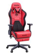urcdkey.com, AutoFull Gaming Chair Red and Black PU Leather Footrest Racing Style Computer Chair, Headrest E-Sports Swivel Chair, AF083RPJA