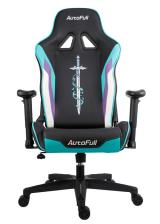 urcdkey.com, AutoFull Gaming Chair Cyan PU Leather Racing Style Computer Chair, Lumbar Support E-Sports Swivel Chair, AF076JPU